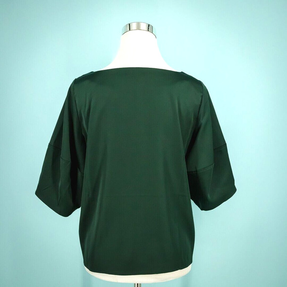 Banana Republic Size Small S Green Satin Cropped Lantern Short Sleeve Top NEW - Picture 3 of 5